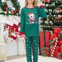 MyFav Christmas Pajamas for Family Cute Snowman Print Long Sleeve PJS Set (Green, S)