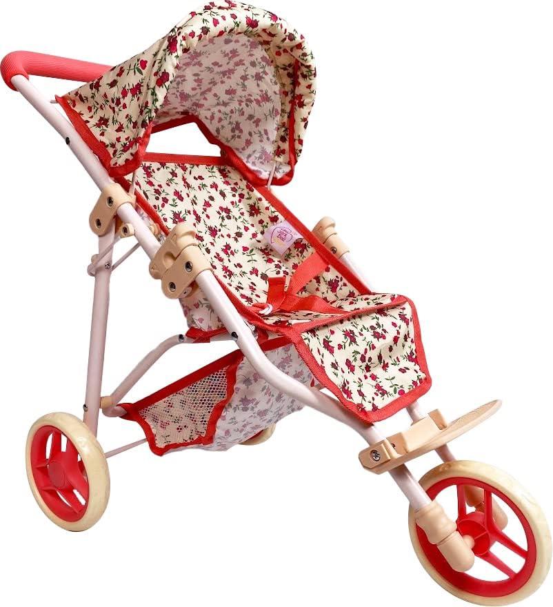 The New York Doll Collection Baby Doll Stroller for Dolls | Play Toy Toddlers 3 Year Old Girls Gift Push Pram Dolls, Babydoll Jogger Carriage (Quality Floral Print)