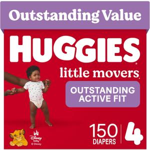 Huggies Little Movers Diapers Size 4, 150 Count (6 Packs of 25)