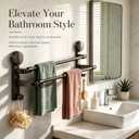 Suction Cup Towel Bar, Adjustable Towel Racks for Bathroom, Suitable for Bathroom Accessories, Kitchen and Hand Washing Station (13.8-23.2 in)