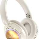 Noise Cancelling Over Ear Wireless Bluetooth Headphones with Microphone, 65h Playtime, Clear Calls, Comfort Fit for Travel (Beige)