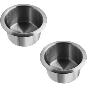 Stainless Steel Drop-in Cup Holder Jumbo Drop in Drink Cup Holder Replacement Cup Holder for Poker Table Sofa Couch Car RV Boat Yacht (117*62mm/4.61*2.44''2 PCS)