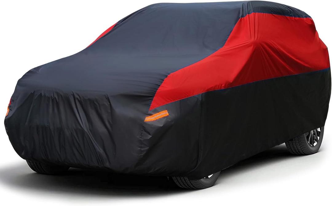 SUV Car Cover Waterproof All Weather,Cover Full Exterior Cover Windproof Outdoor Full Car Cover UV/Snow/Hail/Dust Protection Fit SUV Jeep-Length 182" to 190" (Red)