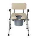 Medline Drop Arm Commode with Padded Seat and Backrest, Durable Toilet Chair for Adults and Seniors, Removable Pail, Splash Guard, Drop