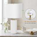 21" Modern Ceramic Table Lamp Set of 2 for Bedroom, Touch Control White Desk Lamps for Living Room, Farmhouse Bedside Lamps for Nightstand, End Table Lamps for Dorm Beige, Bulbs Not Included