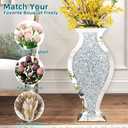 27" Tall Crushed Diamond Floor Vase, Fish-Shaped Silver Large Vases for Decor Living Room, Crystal Mirrored Home Decor Vases for Dried Flower