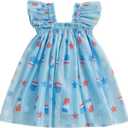 4th of July Toddler Baby Girl Outfit Stars Sleeveless Tulle Tutu Dresses Girls Fourth of July Dress (Blue)
