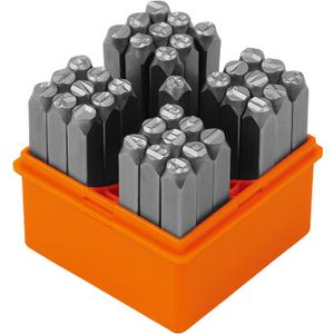 HORUSDY 37-Piece Number and Letter Stamp Set 1/4 (6mm) (A-Z & 0-9 + Stars) Punch Perfect for Imprinting Metal Stamping kit, Plastic, Wood, Leather