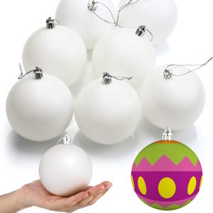 Zubebe Christmas Large Blank White Ball Ornaments, 3.15 Inch DIY Christmas Balls White Hanging Ornaments DIY Craft Activities for Tree Gift Box(Matte White,24 Pcs)