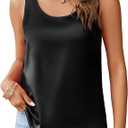 Zeagoo Silk Satin Tank Tops for Women Scoop Neck Sleeveless Camisole Tops 2025 Summer Basic Blouses S