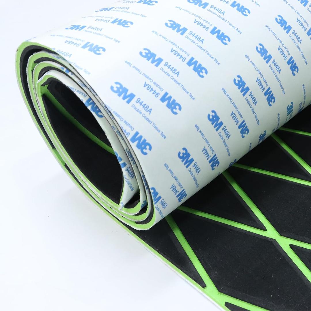 HXBYX EVA Foam Boat Flooring with 3M Adhesive Backing 6mm Thick Diamond Sea Deck Boat Carpet Marine Non-Slip Self-Adhesive Flooring Sheet for Kayak Yacht SwimPool RV 94"x43.9"/28.3"/15.3"