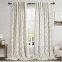 Brown Geometric Pattern Beige Curtains for Living Room 90 Inches Long Back Tab and Rod Pocket 50% Blackout Curtain Elegant Rustic Farmhouse Decor Drapes for Bedroom Dinner Room 52x90, 2 Panels