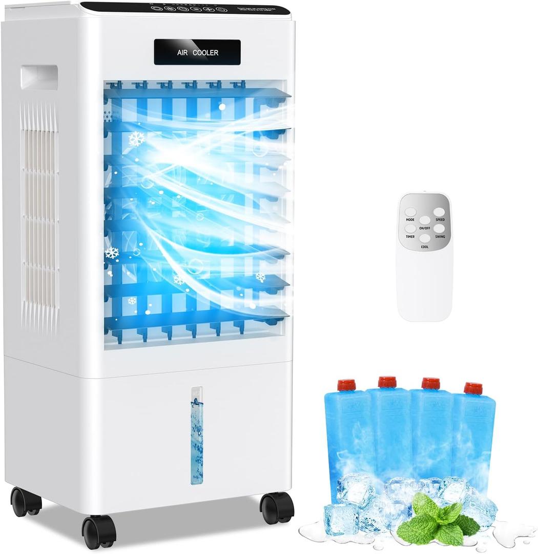 Portable Air Conditioners, 3-IN-1 Evaporative Swamp Air Cooler 8L, Windowless Portable AC with Remote, Fast Cooling, 7H Timer, Oscillation 90, 3 Modes Air Conditioner Portable for Room Bedroom(Black)