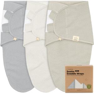 3-Pack Organic Swaddles for Newborns, Baby Sleep Sacks 0-3 Months - Baby Swaddle Wrap, Newborn Wearable Blanket, Infant Sleep Sack for Girls, Boys, Soft & Snug, Large Hook & Loop Closure (Granite) (One Size)
