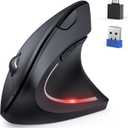TECKNET Ergonomic Mouse, Jiggler Bluetooth Wireless Vertical Mouse, 4800 DPI Silent Mouse with 6 Adjustable DPI Levels, 2.4GHz (USB A & C) Mouse, 6 Buttons Computer Mice - Wide Compatibility, Black