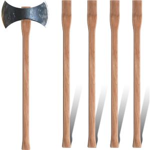 Lasnten 4 Pcs 36 Inches Double Bit Axe Handle Replacement Hickory Wood Axe Maul Handle, Complete Set with Wooden and Iron Wedges for Double Bit Hatchet
