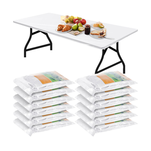 Boao 12 Pcs Plastic Table Cloths Disposable for Parties Picnic Table Covers with Elastic Fitted Elastic Desk Cover Rectangle Waterproof for Indoor, Outdoor, Picnic, Camping(6 Ft, 72 x 30 Inch,White