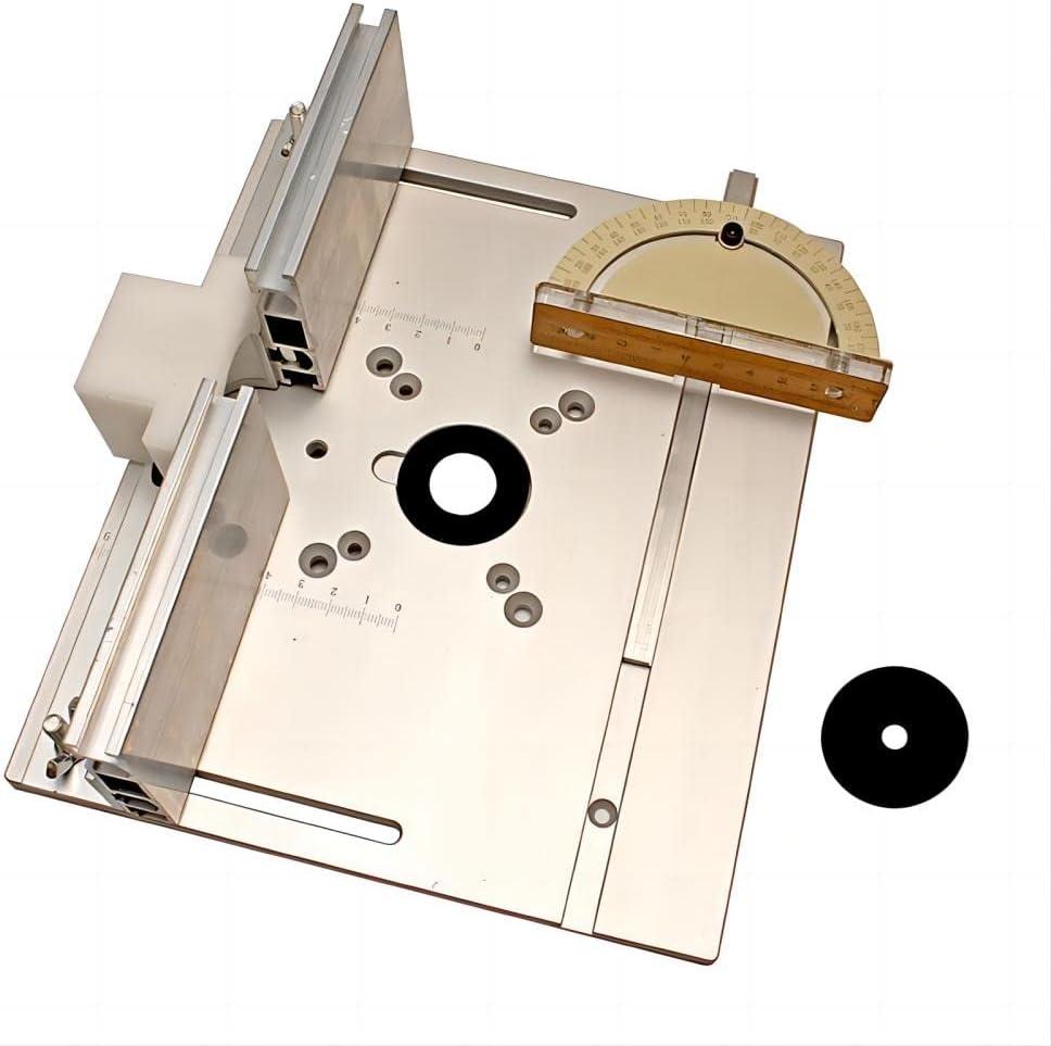 KETIPED Aluminium Router Table Insert Plate,Woodworking Benches Router Flip Plate W/Miter Gauge Guide Fence Sliding Brackets (Silver)