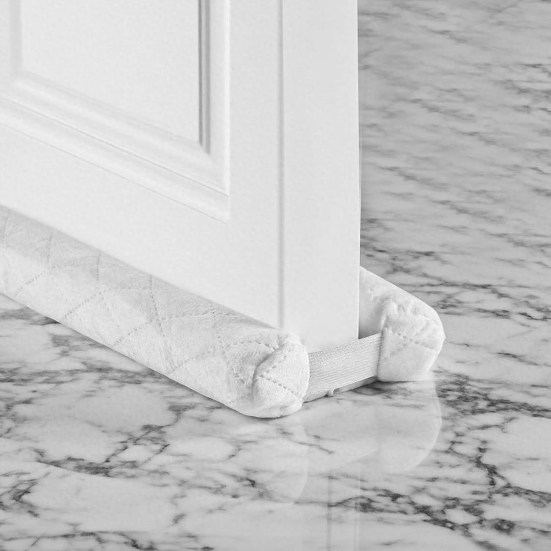 New Velvet Door Draft Stoppers for Bottom of Door,Bottom Door Gap Filler & Seal,Fits 30-36Under Doors, Easy Install to Block Noise, Sound, Hot Air, Light, Wind (White, Upgrade Thick Version)