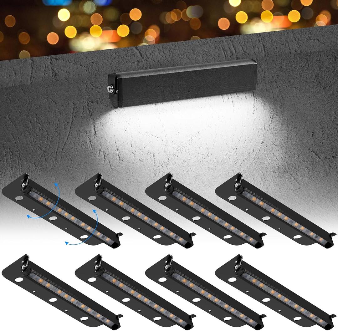 8-Packs 3W 7inch LED Hardscape Paver Lighting,12V AC/DC Low Voltage Retaining Wall Lights,Landscape Lighting,5000K Daylight White Outdoor Step Light,50,000 Hours Lifespan-Black
