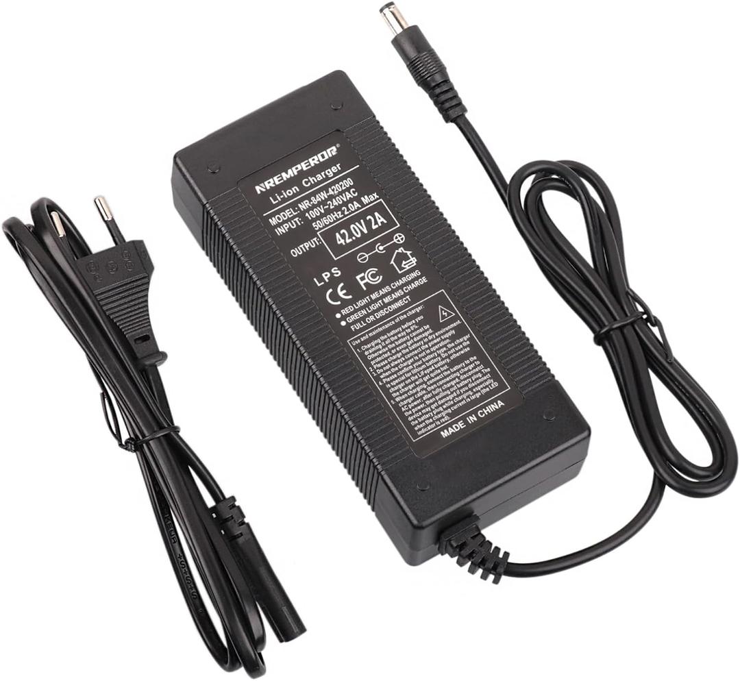 Electric Bike Charger 42V Battery Charger 36V 2A Output AC Adapter for Electric Scooter Balancing Bike DC Universal Charger 5.5mm x 2.1mm (DC)