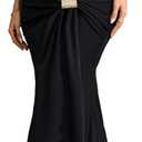 GothDark Women's Elegant Ruched Bodycon Maxi Dress One Shoulder Mermaid Gown Adjustable Buckle for Cocktail Party Formal (Black, Medium)