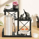 Abiglifty Desk Shelf Organizer, Wooden Desktop Organizers, 3 Tier Desk Hutch Small Bookshelf, Nightstand Organizer, Riser Display Stand for Office, Dorm, Home (Black)
