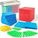 Plastic Base Ten Blocks Set,Maths manipulatives for 2nd Grade classrooms.Place Value Blocks,Counting Cubes to Help Kids Learn Maths (1)