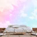 Colorful Clouds in The Sky Wall Mural, for Children's Room Background Wallpaper, TV Background Wall Stickers(Non-self-Adhesive) (170" x 108", 110)