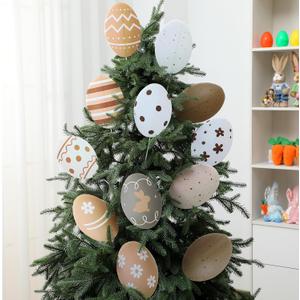 Jenaai 12 Pcs 8 Inch Large Easter Tree Decorations Retro Easter Egg Picks Plastic Nature Beige White Egg Ornaments for Tree Topper Home School Office Spring Holiday Party Vase Vintage Decor