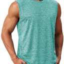 TACVASEN Men's Sleeveless Tee Shirt Quick Dry Workout Gym Tank Tops Summer Cooling Bodybuilding Muscle Shirts Light Green XL