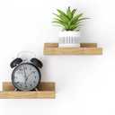 Small Floating Shelves for Wall Decor, Wall Mounted Wood Shelf for Bedroom, Living Room, Bathroom, Kitchen, Nursery, Display Picture Ledge Shelf with Lip Set of 2-8 Inches, Oak