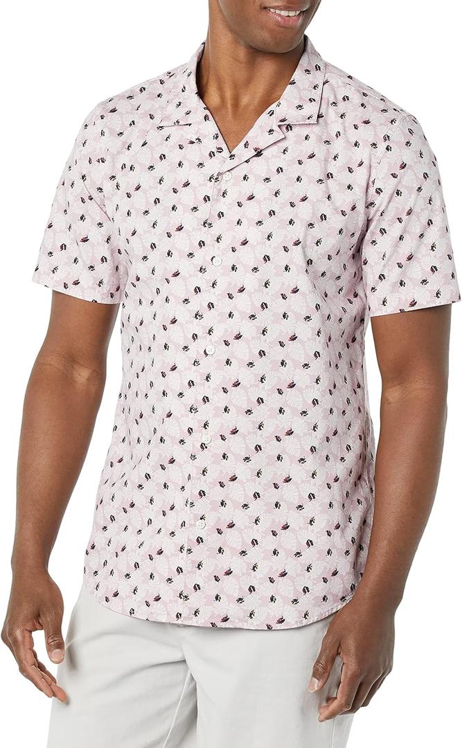 Amazon Essentials Men's Vacation Cotton Button-Down Resort Shirt, Short Sleeve (M)