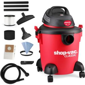 Shop-Vac 5 Gallon 4.5 Peak HP Wet/Dry Vacuum, Portable Heavy-Duty Shop Vacuum 3 in 1 Function with Attachments for House, Garage, Car & Workshop, 5971536 (Red/Black)