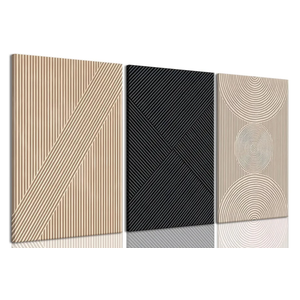 Bwodke Framed Neutral Abstract Wall Art Modern Minimalist Line Canvas Poster Prints Set of 1 Boho Beige Black Brown Geometric Decor Picture Painting Living Room Bedroom Office 16"x24"