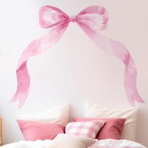 59 x 45 Inch Large Pink Bow Wall Stickers Peel and Stick Coquette Girl Room Decor Large Watercolor Bow Stickers Preppy Waterproof Vinyl Decals Wall Decor for Girl Room Nursery Kindergarten