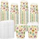 80 Pack Easter Disposable Coffee Cups with Lids 12oz Hot Cold Easter Egg Bunny Paper Drinking Cups for Spring Party Supplies