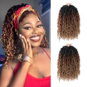 Callia Faux Locs Crochet Hair 14 Inch 8 Packs Goddess Locs Crochet Hair for Black Women Pre Looped Locs Crochet Hair, Crochet Faux Locs with Curly Ends T1B/30/27