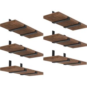 WEKIS Shelf Brackets 12 Inch, Strong Heavy Duty Floating Shelf Brackets Pack of 12, Industrial Metal Iron Matte Black Shelving Brackets 1/5 Inch Thick Brackets for Shelves 12 PCS