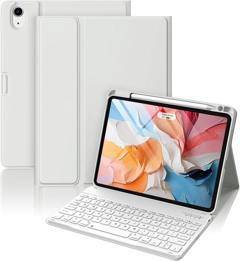 Wenlaty Keyboard Case for iPad Air 11-inch Case with Keyboard (M3/M2, 2025/2024) & Air 5th/4th Generation 10.9'' - Detachable Wireless, Thin & Light Cover with Pencil Holder for iPad Air 11-inch, Grey