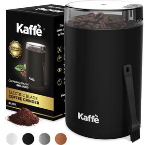 Kaffe One-Touch Coffee Grinder Electric w/Cleaning Brush (3 oz) - Coffee Grinders for Home Use - Up to 12 Cups of Coffee per Grind - Easy On/Off Coffee Bean Grinder - Black