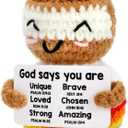 Jesus Plush Doll Birthday Graduation Gifts for Kids Toddler Boys Girls, Christian Religious Catholic Faith Based Gifts for Children Daughter Son Women Men Her Him, God Says You Are Toys Crochet Jesus