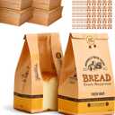 300 Pack Kraft Paper Bread Bags for Homemade Bread w/Clear Window & Seal Stickers | 11.8x4.7x3.5in Medium Bakery Bags Used for Baked Goods Packaging, Sourdough Storage Cookies, Snacks