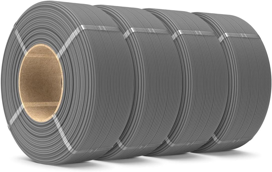 SUNLU 4KG PLA Filament Refill 1.75mm, 1000g PLA Matte Filament Bundle 4 Packs, 3D Printer Filament Refill for Reusable Spools, Fit for Most Brand Spool. 1KG/Roll, Grey*4