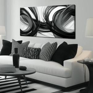 Black and White Wall Art for Living Room Abstract Wall Decor for Bedroom Gray Home Office Decor Ready to Hang 24 x 48 Inch