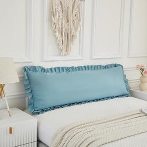 Dusty Blue Body Pillow Cover 20x54inches Long Pillowcase Ruffled Fringe Decor Sham Cute Pillowcase (1 Body)
