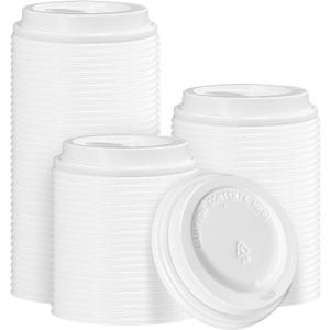180 Pack Coffee Cup Lids - Disposable Coffee Lid, White Plastic Lids for 10, 12, 16, 20, 24 oz Paper Cups, Leak Proof Cup Lid 3.54 Inches/90 mm Diameter