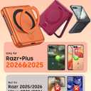 CENMASO for Motorola Razr+ Plus 2026 Case with Hinge Protection & Built-in Screen Protector & Magnetic Ring Stand, Slim Lightweight Full-Body Shockproof Case for Moto Razr+ Plus 2026 Case-Orange