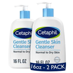 Cetaphil Face Wash, Hydrating Gentle Skin Cleanser for Dry to Normal Sensitive Skin, NEW 16 oz 2 Pack, Fragrance Free, Soap Free and Non-Foaming (16 Fl Oz (Pack of 2))