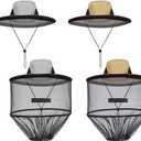 Mosquito Head Net Hat Sun Hats with Hidden Net Mesh Mask